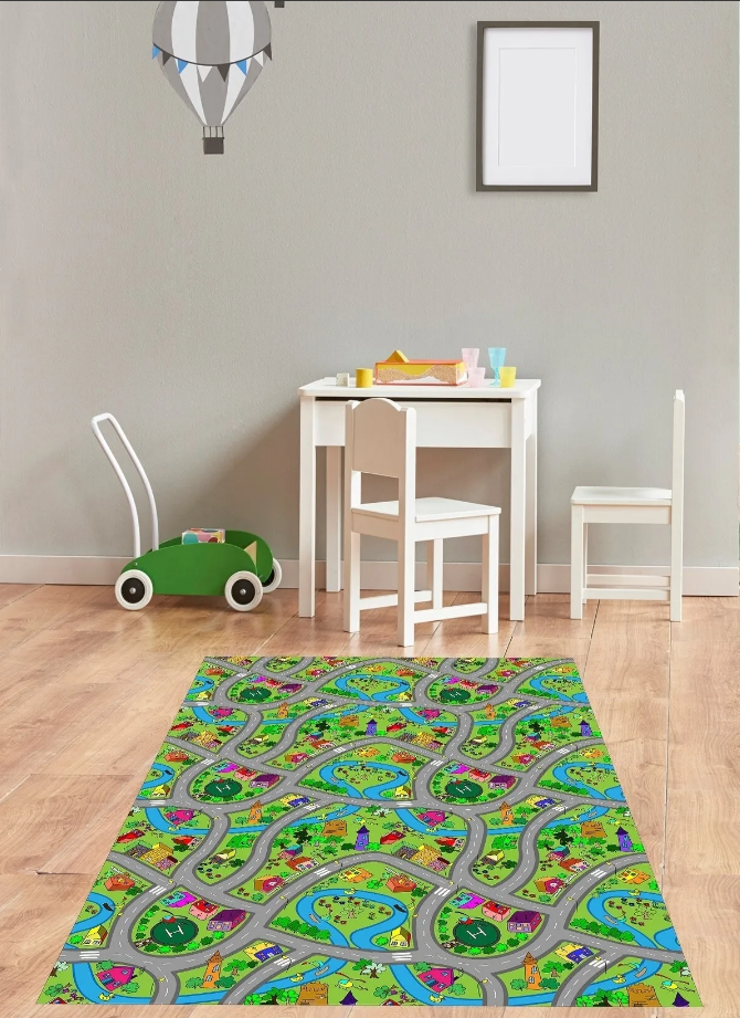 RH0502 Araba Yollu Şehir Çocuk Halısı