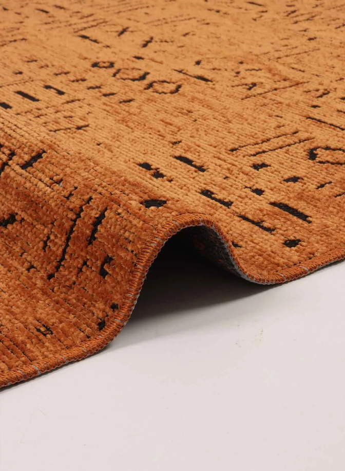 İSKANDİNAV DESEN MODERN Turuncu Şönil Kilim