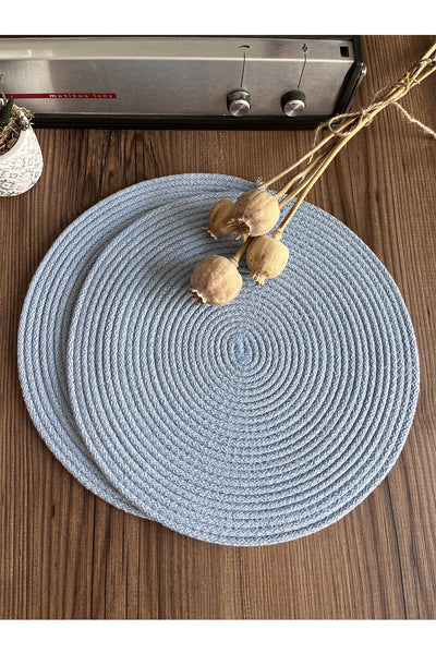 Bebe Mavisi/Bordürlü Bebe Mavisi Jüt Örme Hasır Supla