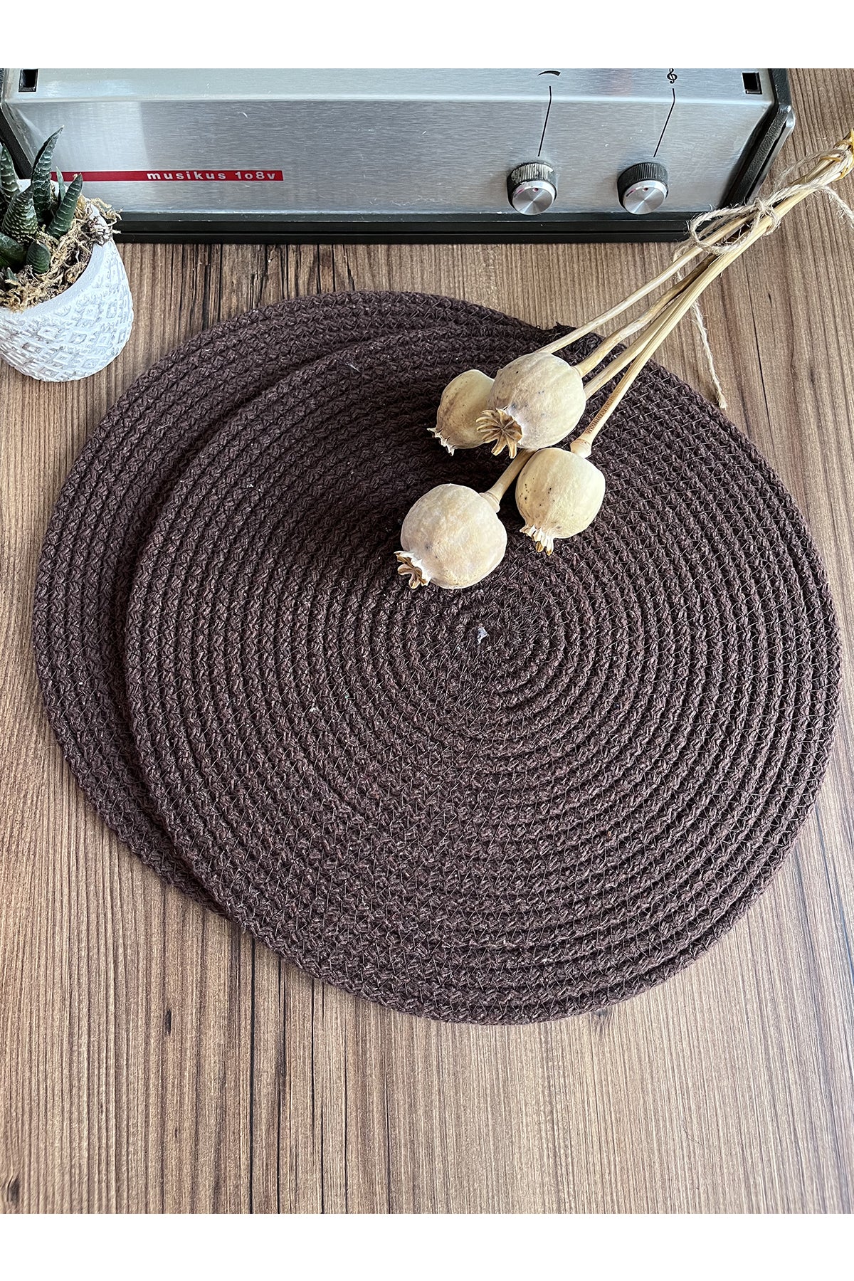 Acı Kahve/Bordürlü Acı Kahve Jüt Örme Hasır Supla