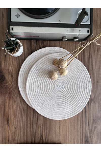 Beyaz/Bordürlü Beyaz Jüt Örme Hasır Supla