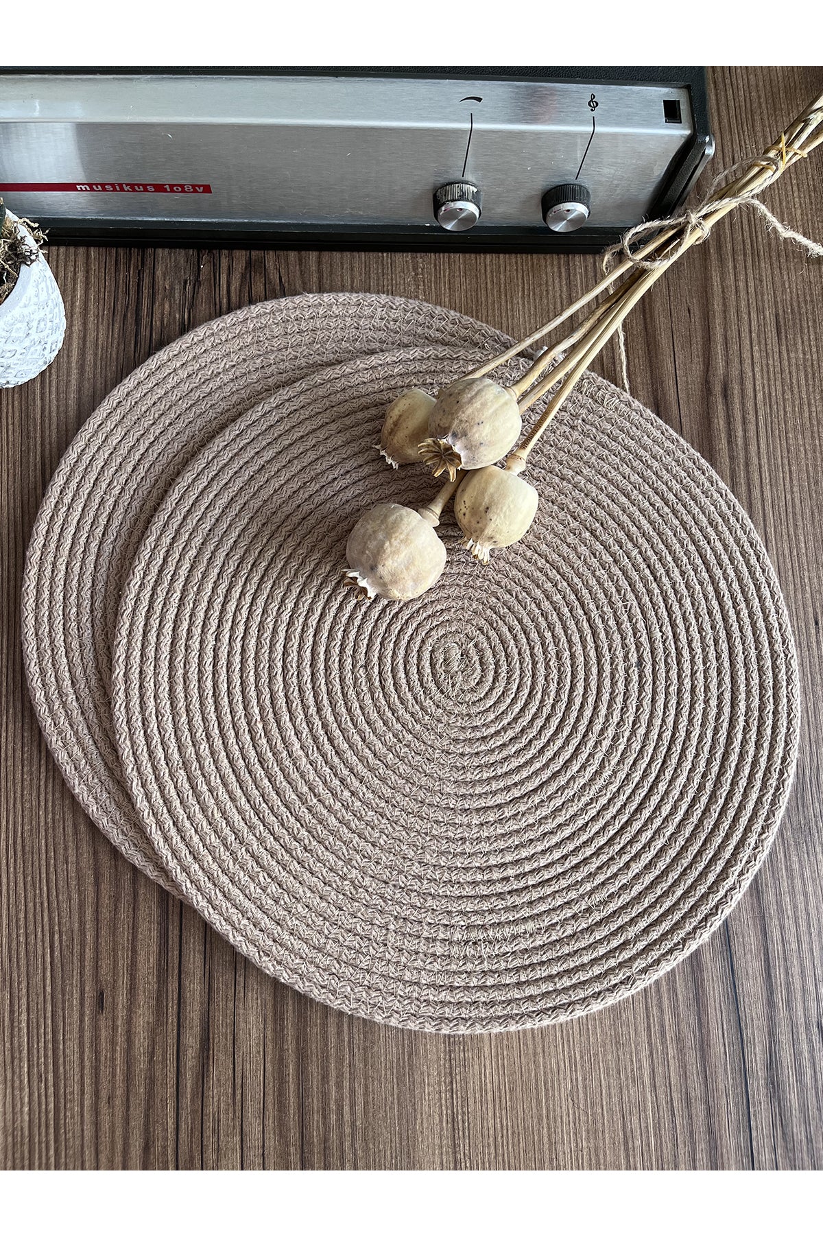Sütlü Kahve/Bordürlü Sütlü Kahve Jüt Örme Hasır Supla