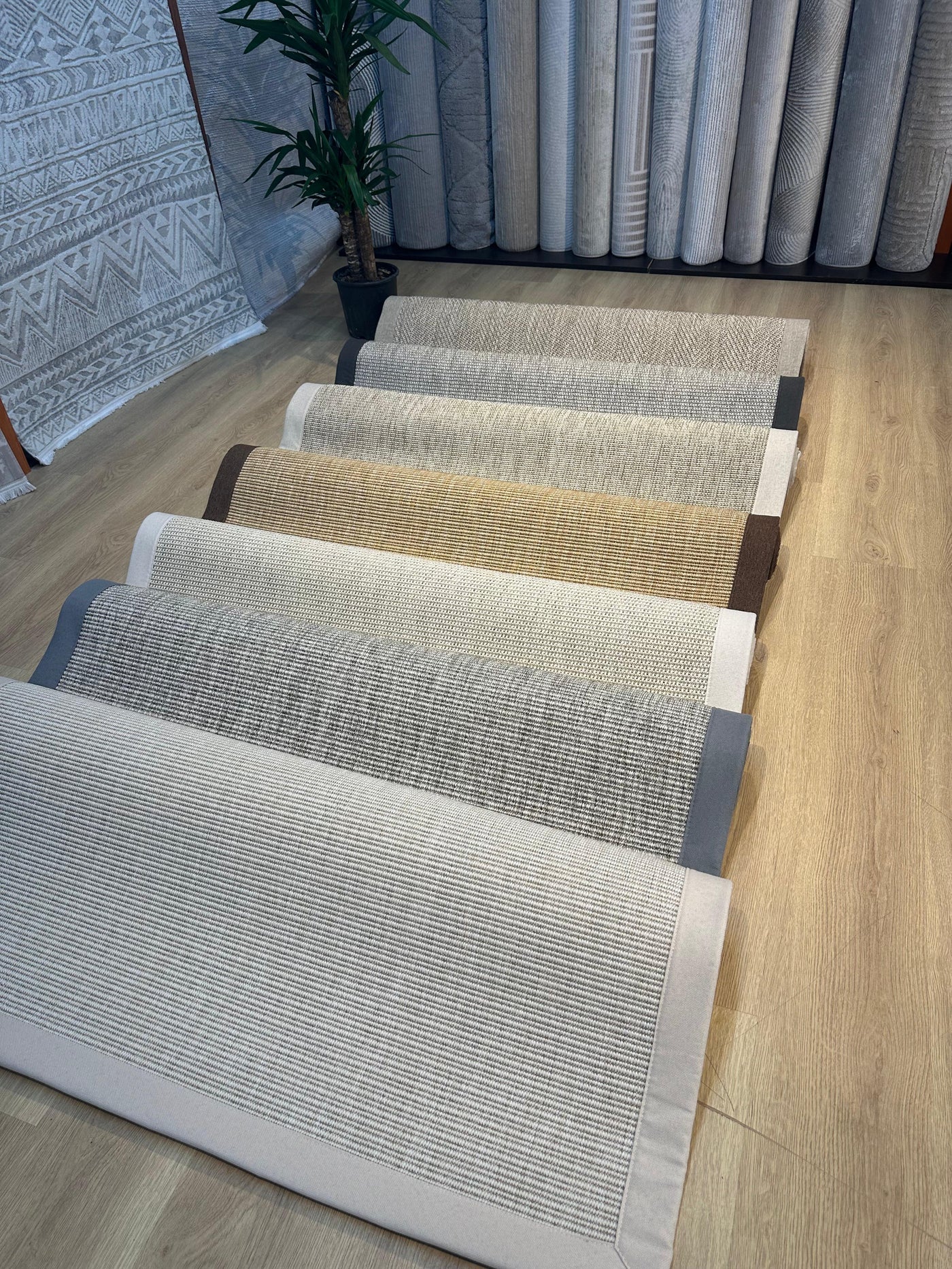 Rugland RL07 Balık Sırtı Desen Krem/Bej Bordür Sisal Halı
