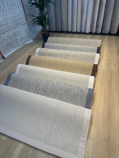 Rugland RL07 Balık Sırtı Desen Krem/Bej Bordür Sisal Halı